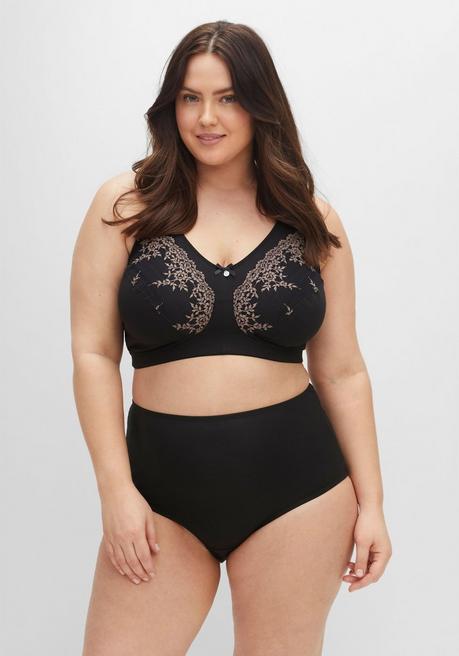 Sheego Doppelpack BHs Ohne Bügel, 1x Mit Spitzenbesatz - Schwarz+taupe Sheego