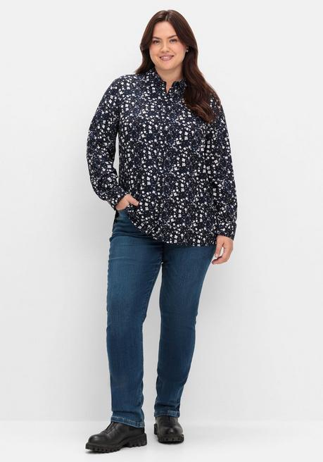 Sheego Doppelpack Blusen, Uni Und Gemustert, Aus Viskose - Schwarz+schwarz Bedruckt Sheego