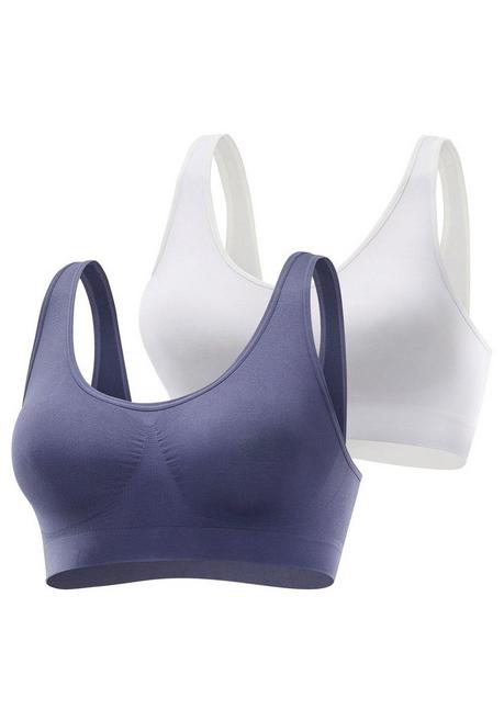 PETITE FLEUR Doppelpack Bralette-BHs - Marine+weiß Sheego