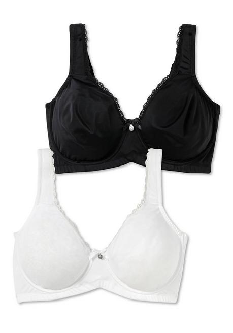 Sheego Doppelpack Bügel-BHs Mit Spitzenborten - Schwarz+weiß Sheego