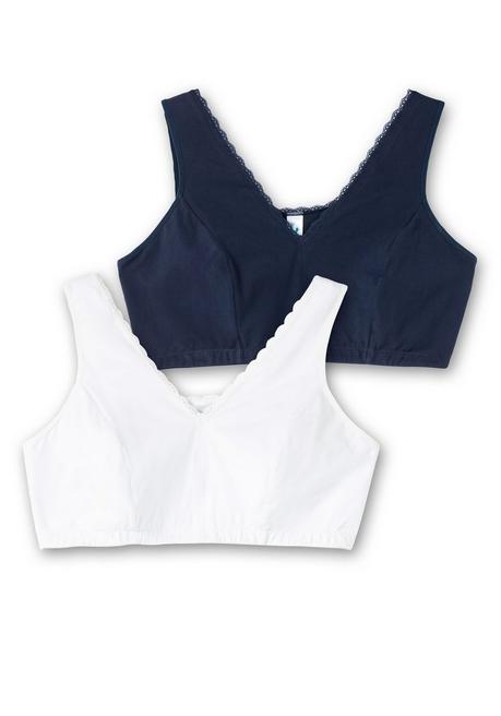 Sheego Doppelpack Bustiers Mit Spitzenbesatz - Marine+weiß Sheego