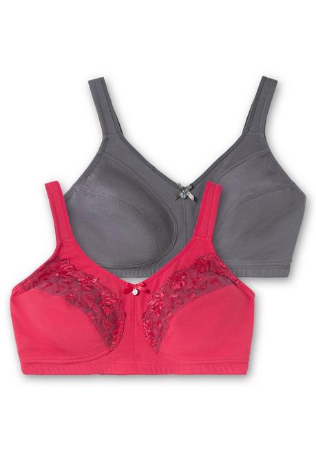 Sheego Doppelpack Entlastungs-BH Ohne Bügel - Graphit+orchidee Sheego