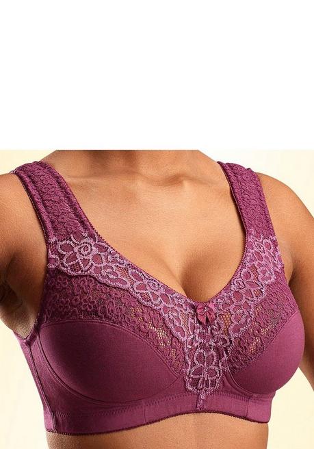 PETITE FLEUR Doppelpack Entlastungs-BHs mit Spitze - burgund+weiß sheego