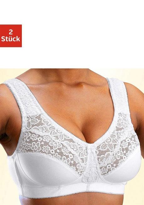 PETITE FLEUR Doppelpack Entlastungs-BHs Mit Spitze - Schwarz+weiß Sheego