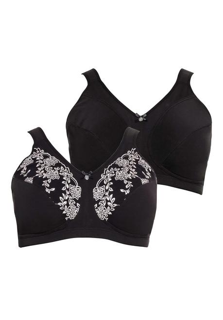 Sheego Doppelpack Entlastungs-BHs, Mit Stickerei-Spitze - Schwarz Sheego