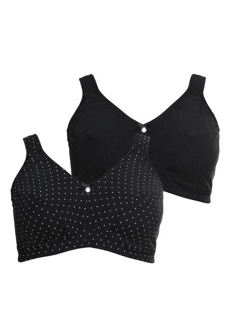 Sheego Doppelpack Entlastungs-BHs Ohne Bügel - Schwarz+schwarz Bedruckt Sheego