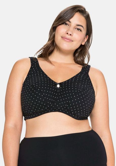 Sheego Doppelpack Entlastungs-BHs Ohne Bügel - Schwarz+schwarz Bedruckt Sheego