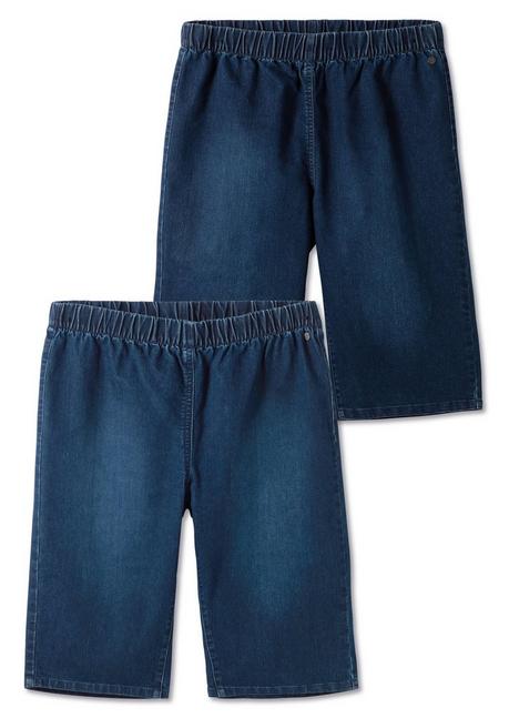 Sheego Doppelpack Jeans-Bermudas, Mit Gummibund - Blue Denim+dark Blue Denim Sheego
