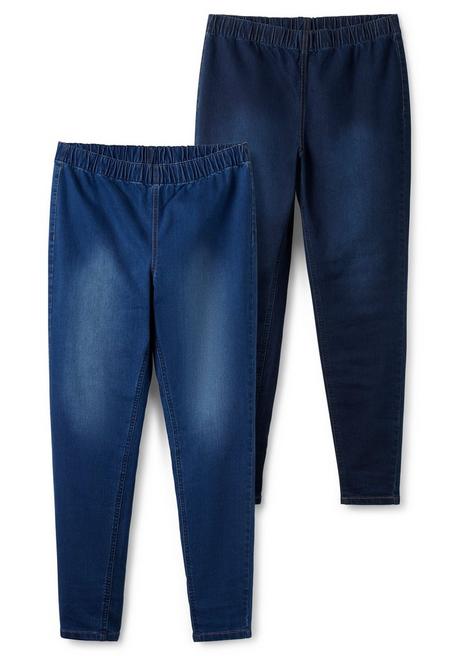 Sheego Doppelpack Jeggings Mit Kontrastnähten - Blue Denim+dark Blue Denim Sheego