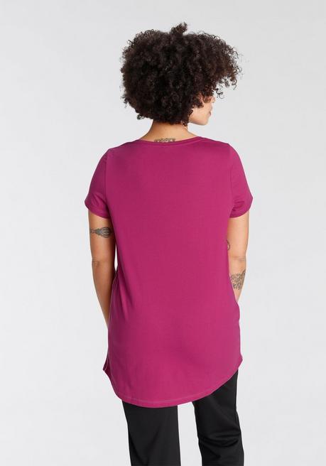 KangaROOS LM Doppelpack Longshirts Mit Rundhalsausschnitt - Schwarz+fuchsia Sheego