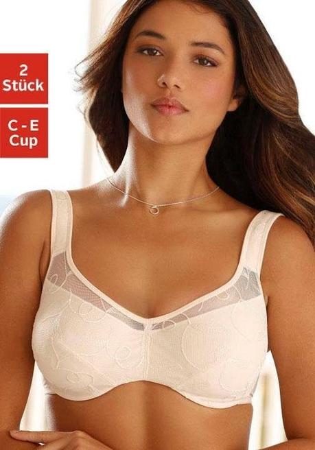 PETITE FLEUR Doppelpack Minimizer-BHs mit unterlegten Cups - puder+schwarz sheego