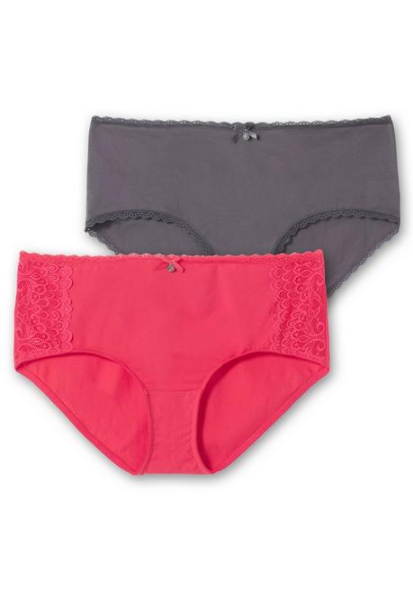 Sheego Doppelpack Pantys Mit Hoher Taille Und Spitzendetails - Graphit+orchidee Sheego