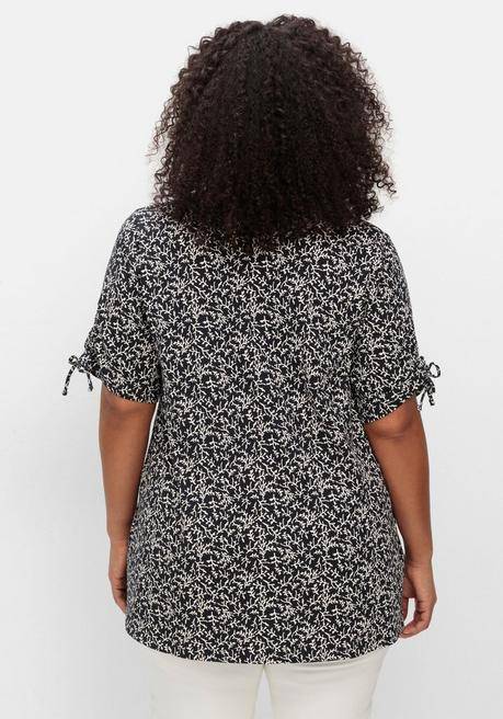 Sheego Doppelpack Shirts Mit Tunnelzug Am Ärmel - Magenta+tiefblau Gemustert Sheego