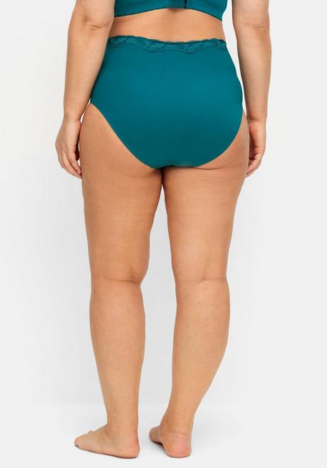 Sheego Doppelpack Slips Mit Elastischer Spitzenkante - Petrol Sheego