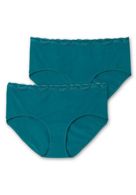 Sheego Doppelpack Slips Mit Elastischer Spitzenkante - Petrol Sheego