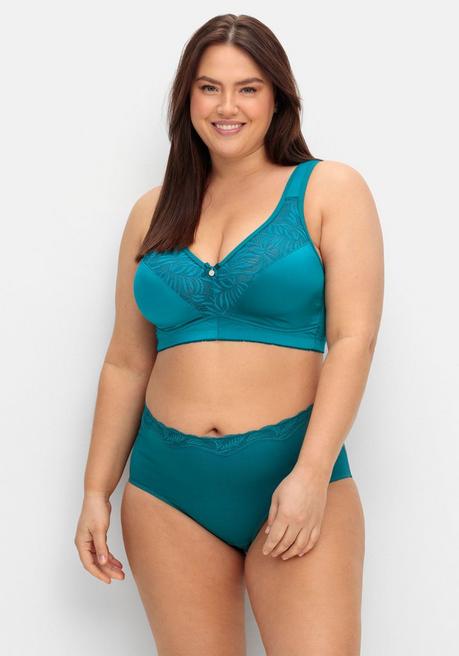 Sheego Doppelpack Slips Mit Elastischer Spitzenkante - Petrol Sheego