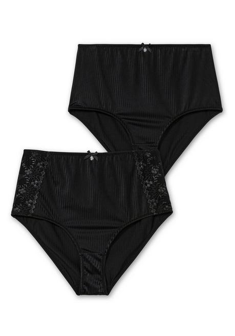 Sheego Doppelpack Slips Mit Spitze Und Shapingeinsatz - Schwarz+schwarz Sheego