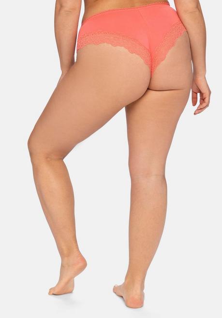 Sheego Doppelpack Slips Mit Spitzeneinsätzen - Koralle+weiß Sheego
