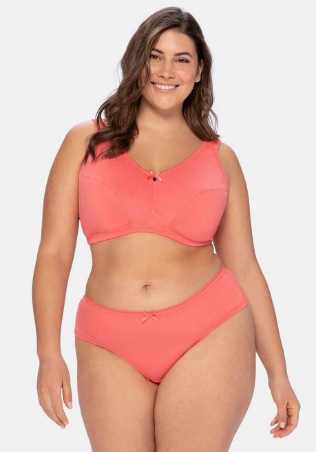 Sheego Doppelpack Slips Mit Spitzeneinsätzen - Koralle+weiß Sheego