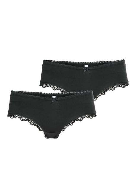 Sheego Doppelpack Slips Mit Spitzeneinsätzen - Schwarz Sheego