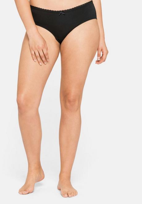 sheego Doppelpack Slips mit Spitzeneinsätzen - schwarz sheego