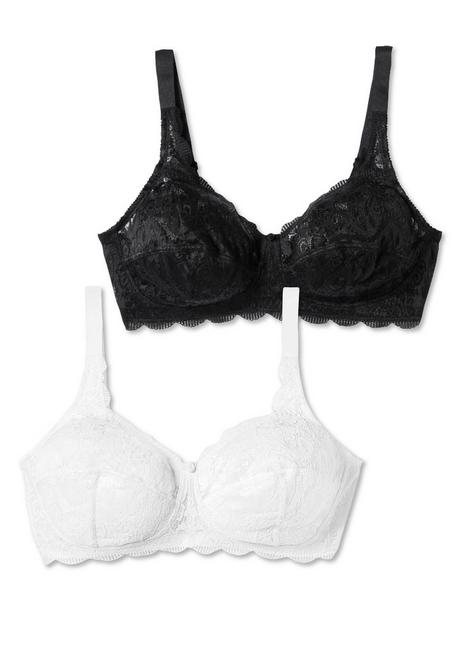 Susa Doppelpack Spitzen-BHs Ohne Bügel - Schwarz+weiß Sheego