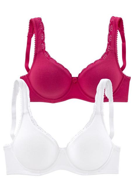PETITE FLEUR Doppelpack T-Shirt-BHs - Rubinrot+weiß Sheego
