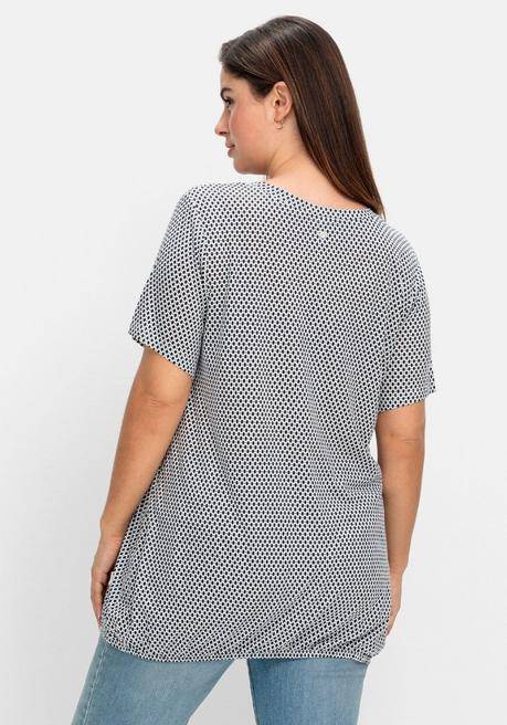 Sheego Doppelpack T-Shirts, Mit Saum-Gummizug - Nachtblau Gemustert Sheego