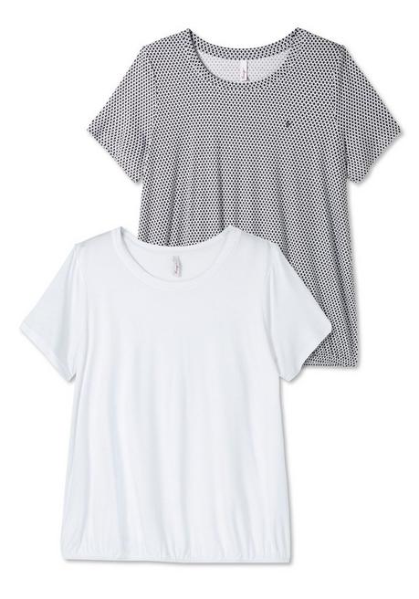 Sheego Doppelpack T-Shirts, Mit Saum-Gummizug - Nachtblau Gemustert Sheego