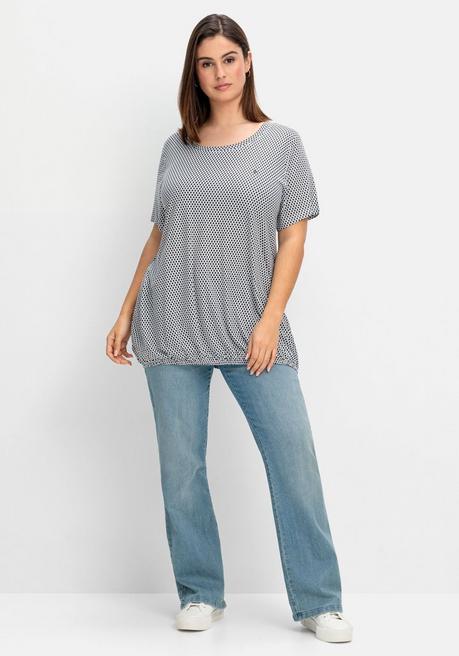 Sheego Doppelpack T-Shirts, Mit Saum-Gummizug - Nachtblau Gemustert Sheego