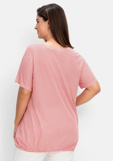 Sheego Doppelpack T-Shirts, Mit Saum-Gummizug - Rot Gemustert Sheego