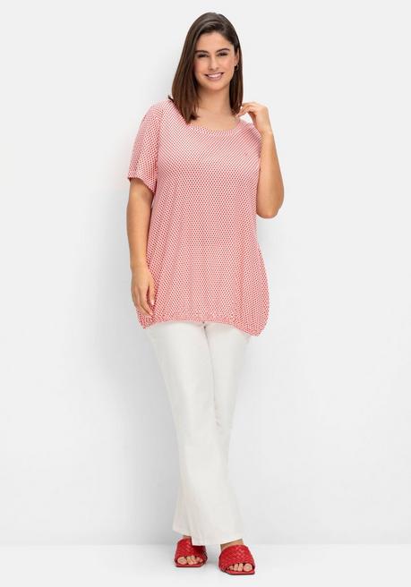 Sheego Doppelpack T-Shirts, Mit Saum-Gummizug - Rot Gemustert Sheego