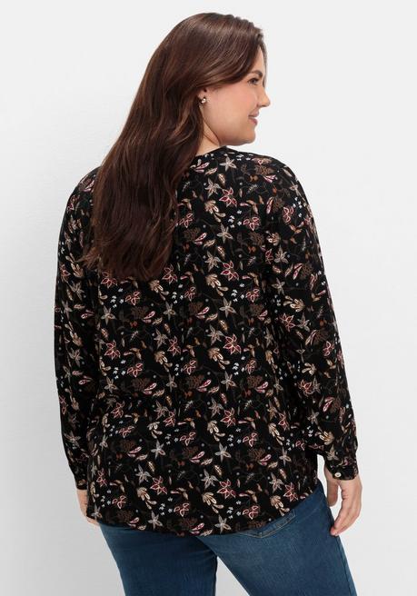 Sheego Doppelpack Tuniken, Uni Und Gemustert - Aubergine+schwarz Gemustert Sheego