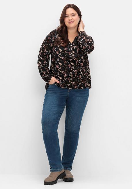 Sheego Doppelpack Tuniken, Uni Und Gemustert - Aubergine+schwarz Gemustert Sheego