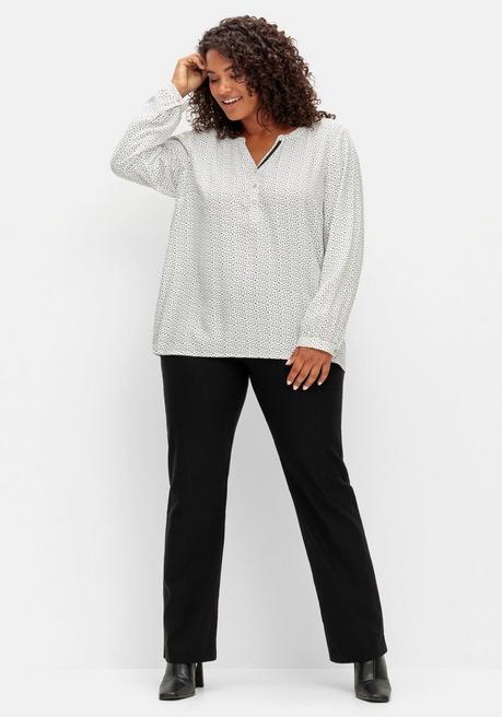 Sheego Doppelpack Tuniken, Uni Und Gemustert - Schwarz+weiß Gemustert Sheego