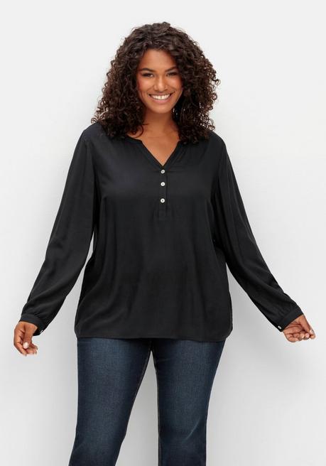 sheego Doppelpack Tuniken, uni und gemustert - schwarz+weiß gemustert sheego