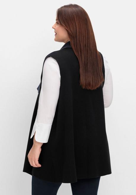 Sheego Doubleface-Weste Mit Weich Fallendem Kragen - Schwarz Sheego