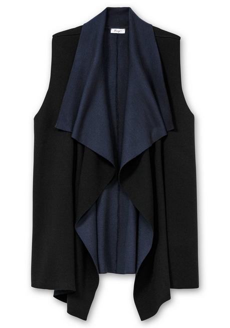 Sheego Doubleface-Weste Mit Weich Fallendem Kragen - Schwarz Sheego