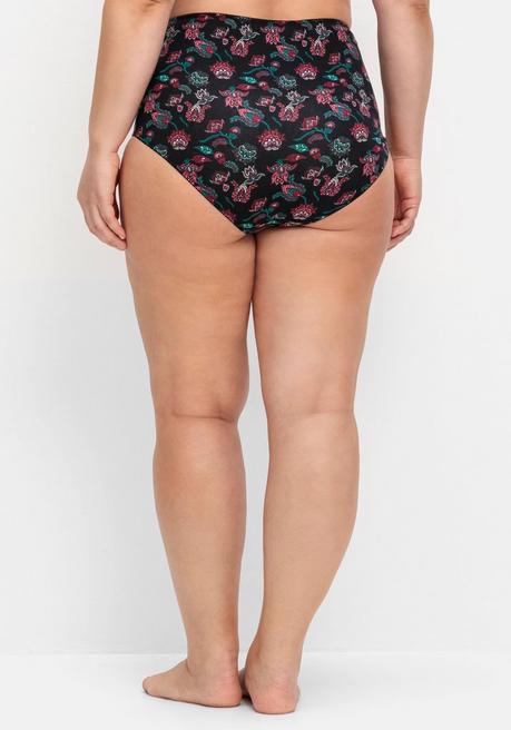 Sheego Dreierpack Taillenslips Mit Zierschleife Vorn - Schwarz+grün+bedruckt Sheego