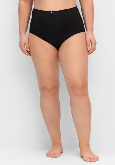 Sheego Dreierpack Taillenslips Mit Zierschleife Vorn - Schwarz+grün+bedruckt Sheego