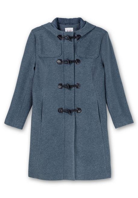 Sheego Dufflecoat Mit Wollanteil Und Kapuze - Taubenblau Sheego
