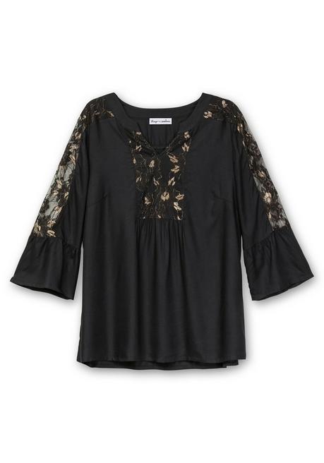 Sheego By Joe Browns Elegante Tunika Mit Floralen Spitzeneinsätzen - Schwarz Sheego