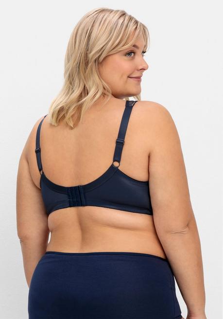 Susa Entlastungs-BH Ohne Bügel, Aus Gepunktetem Mesh - Dunkelblau Sheego