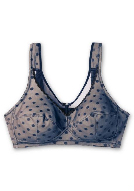 Susa Entlastungs-BH Ohne Bügel, Aus Gepunktetem Mesh - Dunkelblau Sheego