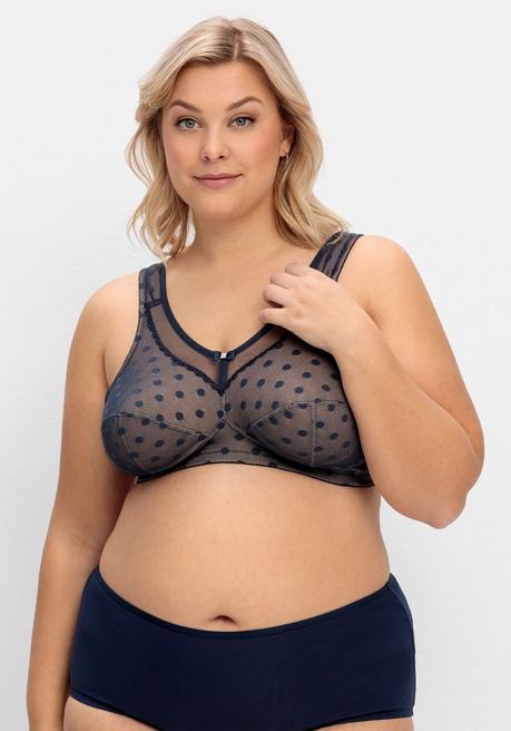 Susa Entlastungs-BH ohne Bügel, aus gepunktetem Mesh - dunkelblau sheego