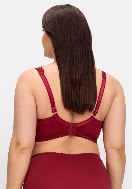 Sheego Entlastungs-BH Ohne Bügel, Aus Spitze - Weinrot Sheego