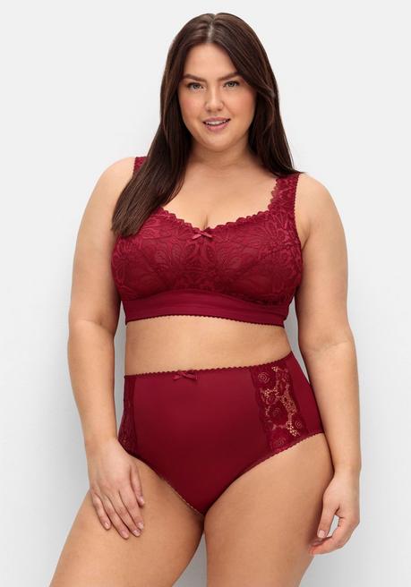 Sheego Entlastungs-BH Ohne Bügel, Aus Spitze - Weinrot Sheego