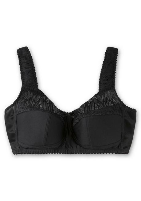 Sheego Entlastungs-BH Ohne Bügel, Mit Spitze - Schwarz Sheego