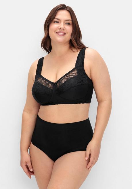 Sheego Entlastungs-BH Ohne Bügel, Mit Spitze - Schwarz Sheego