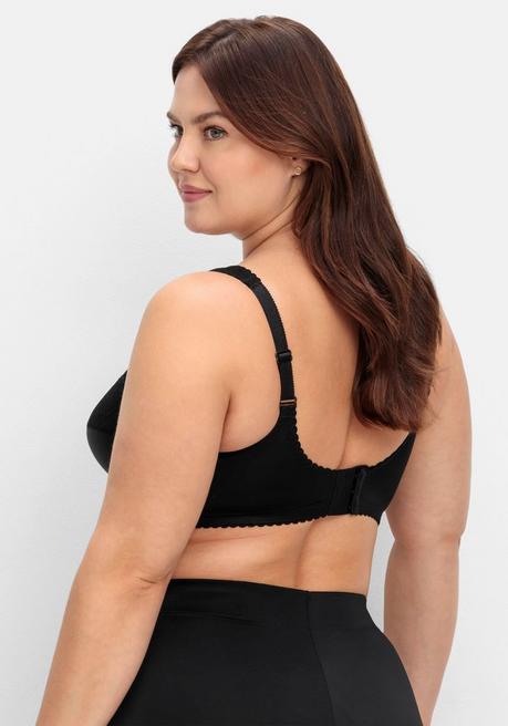 Sheego Entlastungs-BH Ohne Bügel, Mit Spitzen-Details - Schwarz Sheego